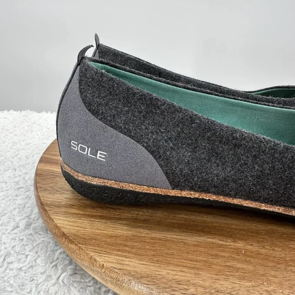SOLE District Shoe by ReCork‎ Womens 9 Gray Grace Carbon Negative Slip on Flat